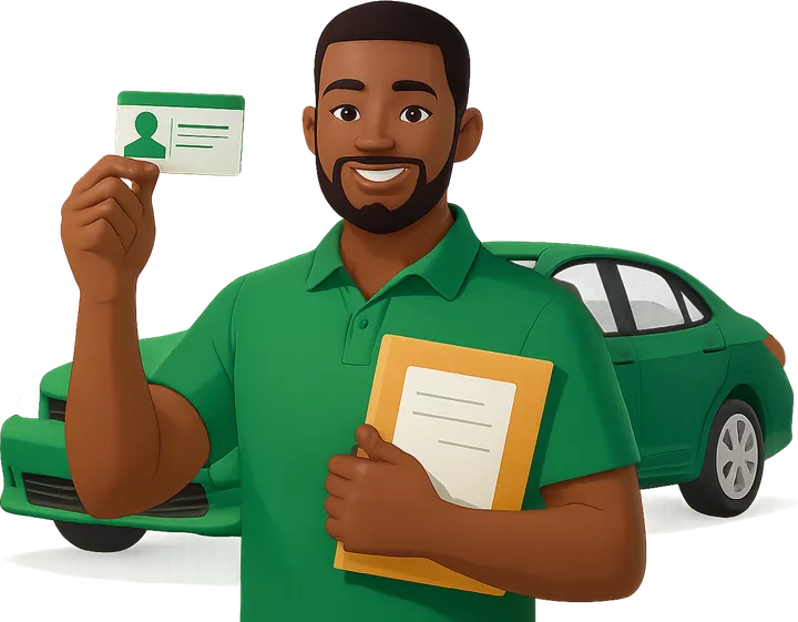 Illustration of a TaxiNaija driver holding his ID card and documents