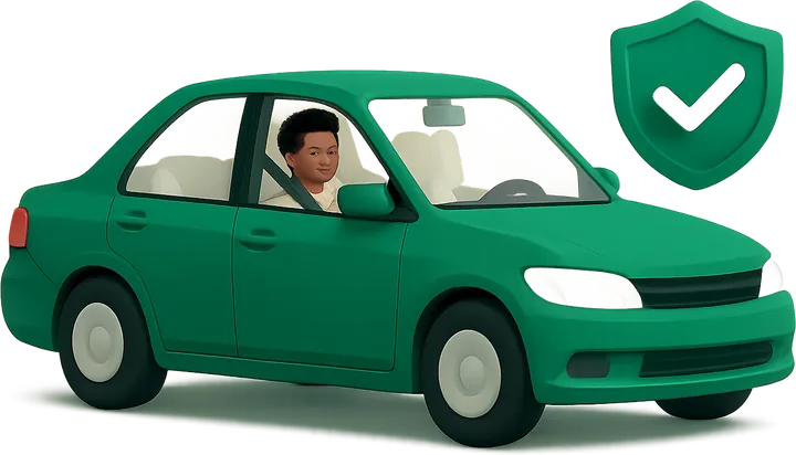 Illustration of a TaxiNaija car with a safety shield